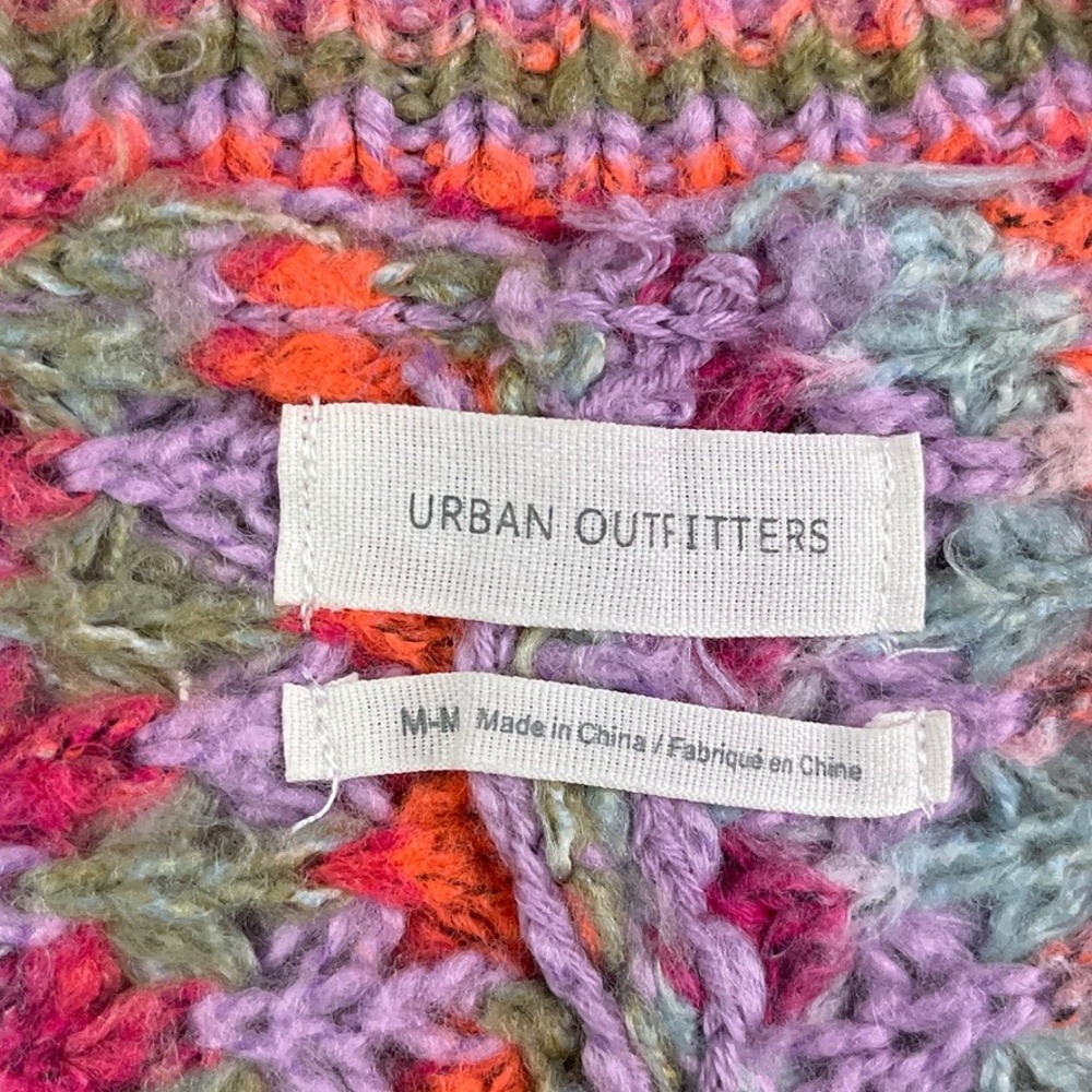 Urban Outfitters Cardigan Womens Medium Purple Multi Nora Cropped Chunky Boho - Picture 5 of 12